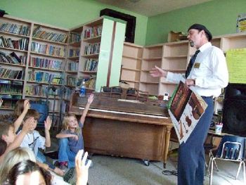 Speaking to the kids about the symphony at the Museum School, San Diego, California
