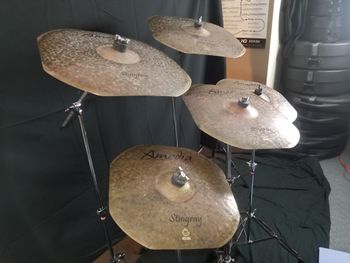 Photo 1 of 2 Featuing an absolutly beautiful set of 5 custom made Stingray Crashes 14", 15", 16", 17" and 18"
