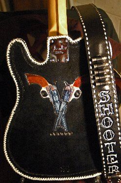 The Back Side of Shooter' Jennings First Custom tooled leather Telecaster
