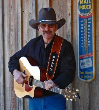 Dale T. Sharp with his Western style Guitar strap with White lettering and Buckstich
