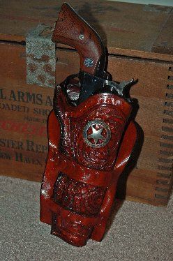 Hand Tooled Custom Gun Holster with a Texas Star Concho
