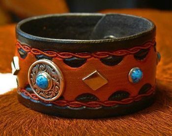 Western Style Braclet with Terqouise Studs
