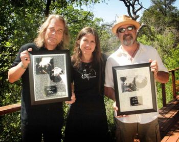 John Inmon and us... with our awards for Producer and Vocal Duo of the Year. A wonderful gift!
