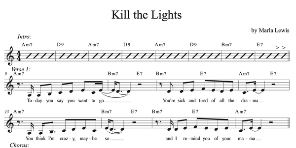 "Kill the Lights" Sheet Music