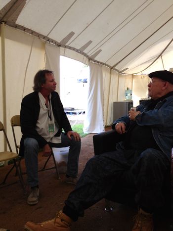 with Danny Thompson backstage at the Isle of Wight Festival. June, 2013
