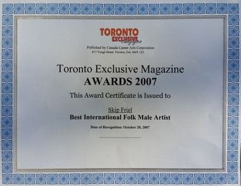 WINNER Toronto Exclusive Magazine Awards 2007

