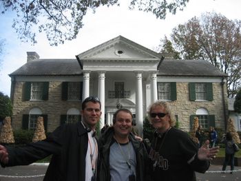 J-Ro (bassist), Luker (harmonica) and I hangin' out at Elvis' place
