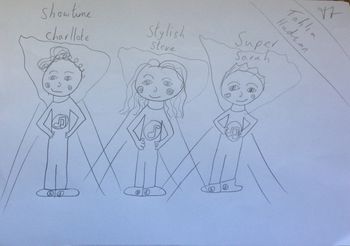 Tahlia_1 Caped Crusaders! Tahlia Hudson drew these Whalebone likenesses whilst we were sound checking before our gig in the very beautiful St George's Church in Kidderminster.

