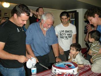 Cutting the CD Cake with Gord (co-producer, recording engineer, guitarist) and my son Nikola (guitar
