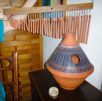 Steven Wight's handmade clay chimes, #2 Ubang, and Shaker Pot
