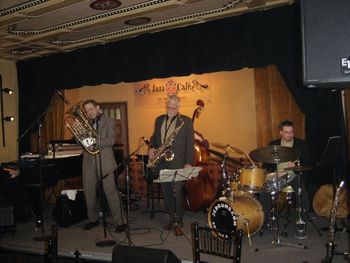 NuQuartet Plus @ Jazz Cafe - April 2008 (5): Gary Schunk, Brad, Steve Wood, Nick Calandro, Bill Higgins
