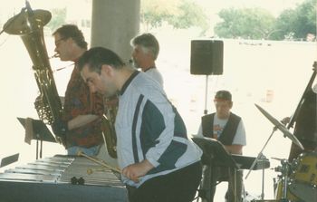 Blue Monday at Hart Plaza - Early 1990's (12): Brad, Rob Pipho, Steve Wood, Scott Gwinnell, Ken Kellett
