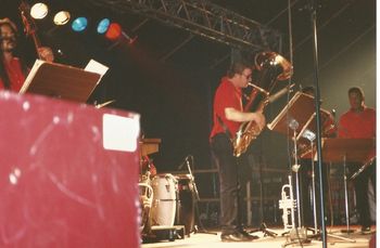 Kenn Cox Guerilla Jam Band - Moers, Germany - 1990 (37): Jaribu Shahid, Fahali Igbo (Partial), Brad, Phil Lasley, Philip Cox
