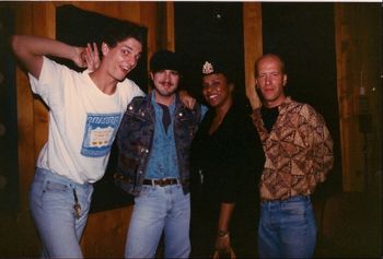 Recording "How Bout Us" in NY (left to right) Producer Axel Kroell, me, Betty Wright, Producer Michael Baker.

