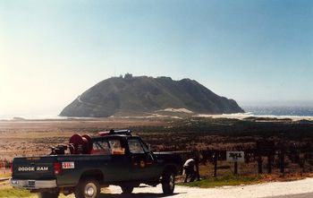 Shooting the "Tears Of Love" video. Point Sur Lighthouse, Big Sur, California, August 1988.
