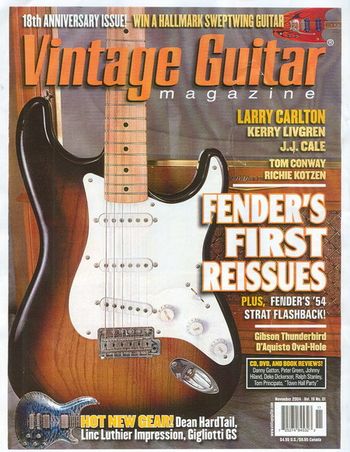 On the cover of Vintage Guitar magazine Nov, 2004
