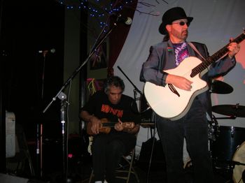 Glenn Williams and Billy Carl Mancini playing on "Didn't Last Long Did It?" with Bird Mancini at Cirque de Musicale! @ The Magic Room 1/29/11. -photo by Ms. Donna
