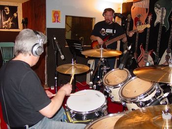 Lenny Shea on drums and Steve Gilligan on bass.  Laying down a groove on "Truth".

