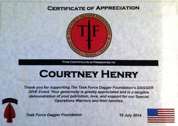 TASK FORCE EVENT CERTIFICATE
