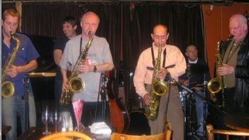 With Mornington Lockett, Bobby Wellins and Stan Robinson at the 606 club London
