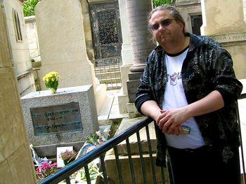 Visiting Jim Morrison Pierre hangs with the legendary Jim Morrison in Paris.  Glad one of them is still alive to tell the story...
