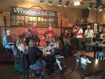 Woodstock Cafe, with an all star lineup from left: Ricky Wilkins, Mark "T" Tobalsky, Michael Cash, Bill, Bill Jr and Coe Sherrard, September 2015
