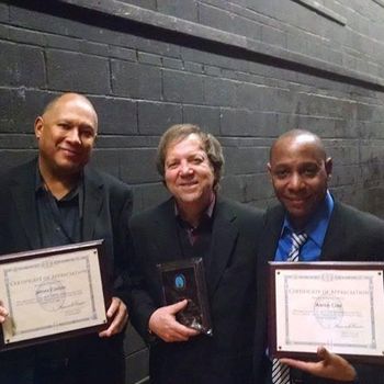 Bill with James Cotton and Aaron Clay February 2015 receiving awards for their performance at the Prince William African American History Month celebration
