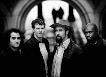 The Blue Line 1999 band photo Down under the bridge in Central Park on a cold winter day.
