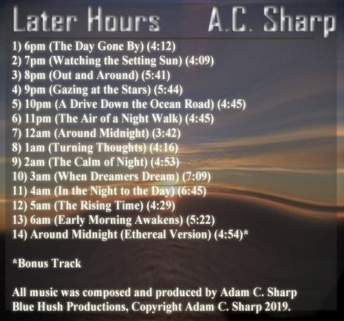 Later Hours by A.C. Sharp (Back Cover)