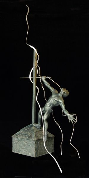 The Creature - Lightening Strike - 001 Sculpture for "La Creatura" exhibition Who is the Creator - Dr. Frankenstein or God - Bronze Sculpture
