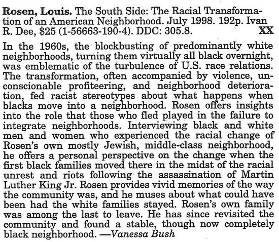 Louis Rosen - THE SOUTH SIDE (Book) - Press