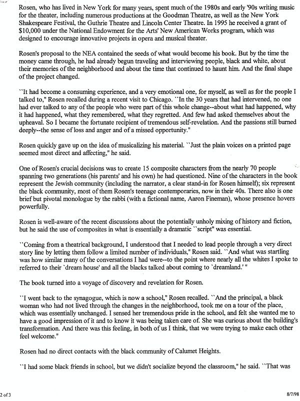 Louis Rosen - THE SOUTH SIDE (Book) - Press