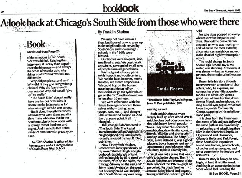 Louis Rosen - THE SOUTH SIDE (Book) - Press