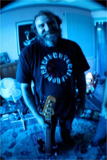 Dave Heald with his Fender Precision Bass Dave Heald indigenous musician with his Bass
