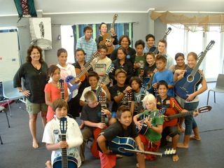 Blues Guitar workshop w/Maori kids in Raglan NZ Teaching the blues around the world
