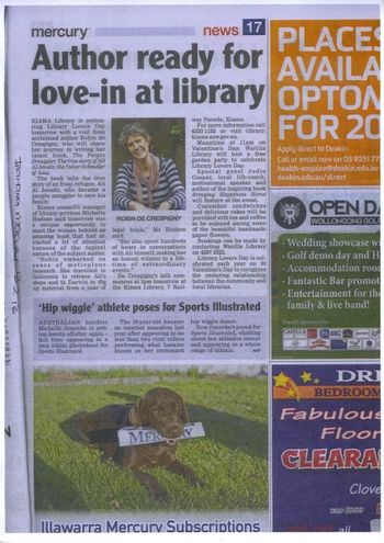 Robin's visit to Kiama Library in the local paper
