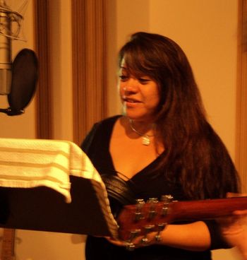 Lorna recording "Lay a Little Dream On Me"
