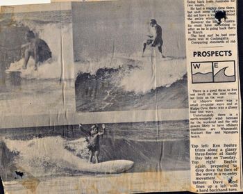 Boydy (DaveBoyd) and Ken Beehre star in the local rag.... Ken doing a sweet little re-entry here!!.........Dave dosen't like surfing backhand..so he tells us!!!!
