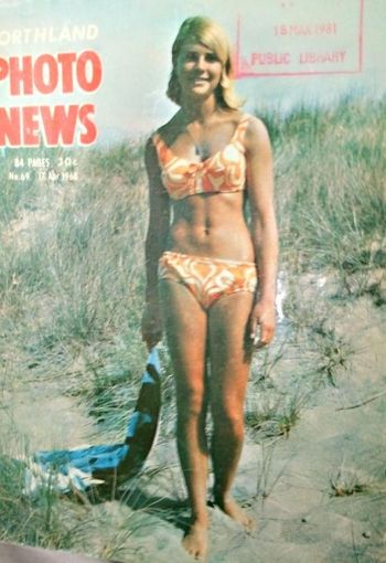 Got an idea...this is one of the Monkhouse girls...perhaps Julie yes...got it right ...'Miss Pataua 1968........our favorite surf spot.. Pataua May 1968...
