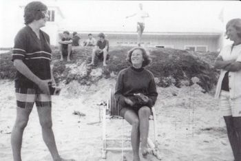The girls havin' fun in the summer of '68 out in front of the new Waipu Surf Club... Sanda...Kiri Pou...Maxine....
