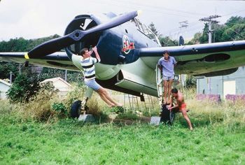 and as boys tend to do....find an old plane and see if you can wreck it !! ha! an old Harvard plane somewhere in the middle of the North Island!!

