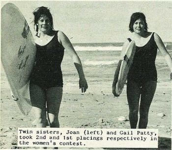 1964 Twins Joan and Gail Patty 1st and 2nd in a 2nd in a winters comp......Makarori
