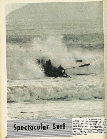 Waikanae surf club boat gets pounded...great admiration for these guys 1968

