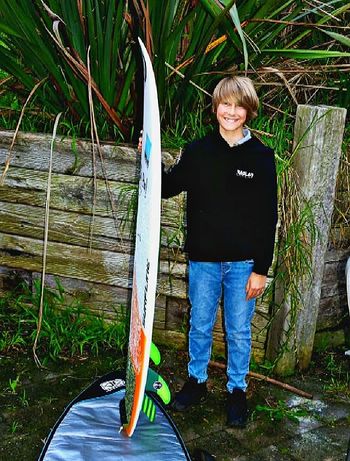 local boy Quinn McClelland.......with a Roger Hall board......'stoked' 2021
