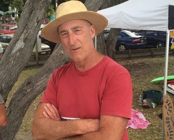long time 'Advocate' photographer and Sandy Bay local ...John Stone.. pays waipu Cove a visit... 2014....
