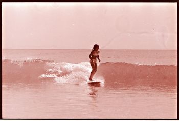 and around '67 girls like Josie Armitage were surfing pretty good!! Nice goofy-foot style by Josie at Waipu ...summer of '67
