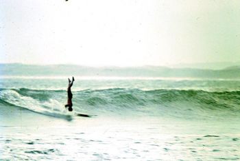 stunt man Butch Frobisher.... (South African...we think!) Butch was probably the first major board builder in Whangarei ...probably 1966-'67....was an excellent surfer...
