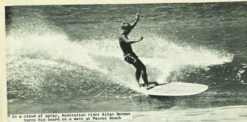 1964 Aussie surfer Allan Dorman looking stylish on a beautiful Wainui wave

