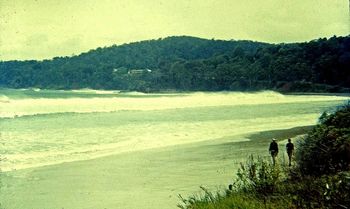 In the winter of '65...a few of us headed off to Aussie.... Big Autumn swell Noosa main beach.....empty...
