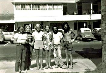 The Hippie crew...led by Julie Bryan...Coolangatta 1971 Julie hangin' out with the surf girls from Bells Beach....ah ..those were the days!!....Julie hung out with Sue Pemberton during this time as well...
